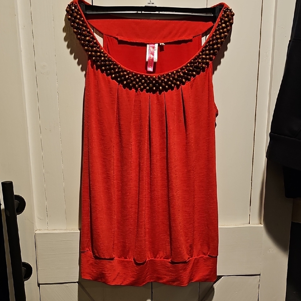 Women's Red Embellished Top